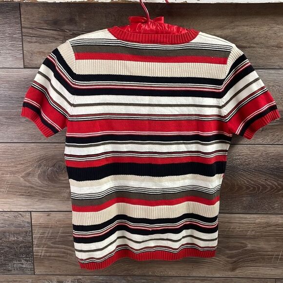 Kim Rogers Ladies Vintage Striped Sweater, Size Small, Red,White & Black Stripes - Picture 4 of 6